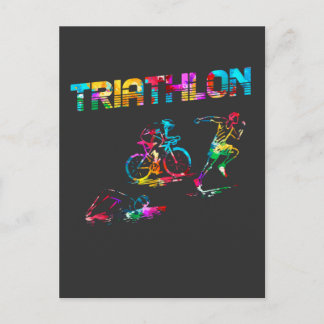 Colorful Triathlon Swim Bike run Athlete Sports Briefkaart