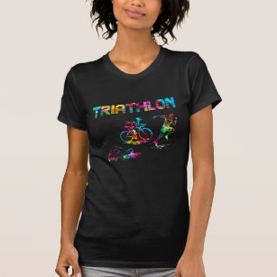 Colorful Triathlon Swim Bike run Athlete Sports T-shirt