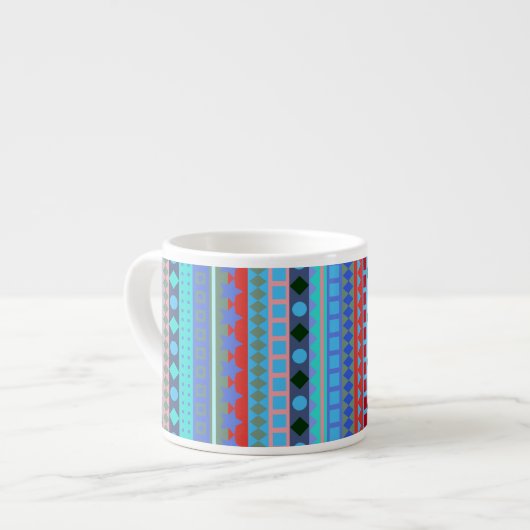 Colorful Tribal Aztec ZigZag Stripes Espresso Kop (Voorkant links)