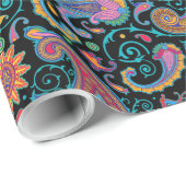 Colorful Tribal Floral Paisley Pattern Cadeaupapier (Rol Hoek)