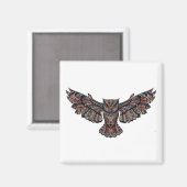 Colorful Tribal Flying Owl Magneet (Voorkant / Achterkant)