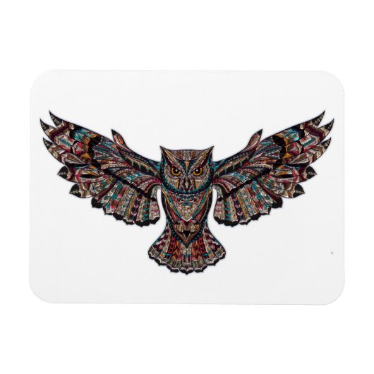 Colorful Tribal Flying Owl Magneet (Horizontaal)