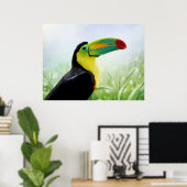 Colorful Tropical Bird Black Yellow Green Toucan Poster (Thuiskantoor)