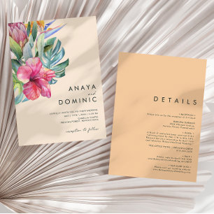 Colorful Tropical Casual Peach all in one Weddensc Kaart