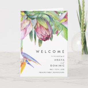 Colorful Tropical Floral Folded Wedding Programme Programma