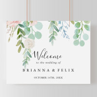 Colorful Tropical Floral Mariage Affiche de bienve