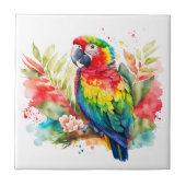Colorful Tropical Floral Parrot Tegeltje (Voorkant)