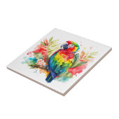 Colorful Tropical Floral Parrot Tegeltje (Zijkant)