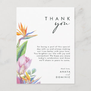 Colorful Tropical Floral Reception Hartelijk dank Briefkaart