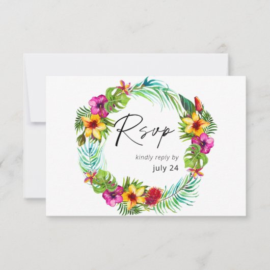 Colorful Tropical Floral w Meal RSVP (Voorkant)