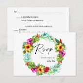 Colorful Tropical Floral w Meal RSVP (Voorkant / Achterkant)