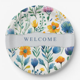 Colorful Tropical Floral Watercolor Welcome Paper Papieren Bordje