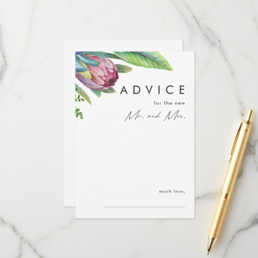 Colorful Tropical Floral Weddenschap Card Advieskaart (Voorkant / Achterkant in situ)