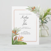 Colorful Tropical Floral Wedding Invitation Kaart (Staand voorkant)