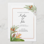 Colorful Tropical Floral Wedding Invitation Kaart (Voorkant / Achterkant)