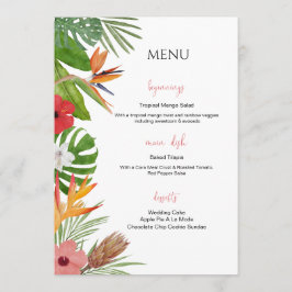 Colorful Tropical Floral  Wedding Menu