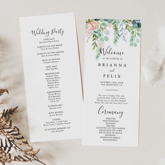 Colorful Tropical Floral Wedding Programme