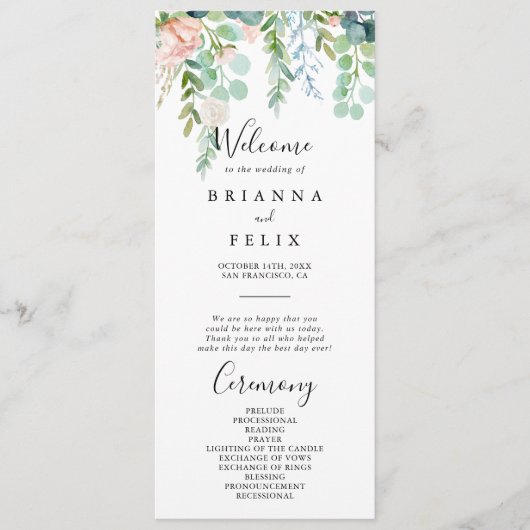Colorful Tropical Floral Wedding Programme (Devant)