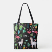 Colorful Tropical Flowers Animals & Leafs Pattern Draagtas (Achterkant)