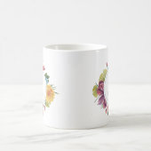 Colorful Tropical Flowers Bouquet Monogram Koffiemok (Center)