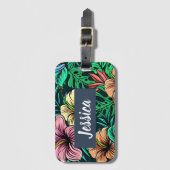 Colorful Tropical Flowers Modern Personalized Bagagelabel (Voorkant (verticaal))