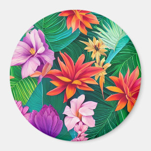 Colorful Tropical Flowers Patroon Magneet