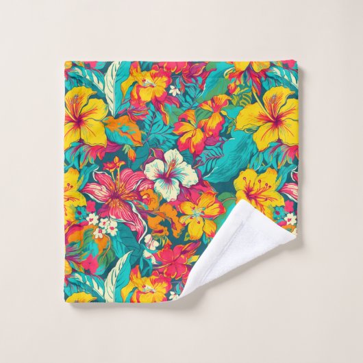 Colorful Tropical Flowers Pattern (Gant de toilette)