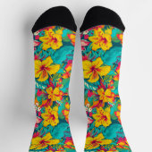 Colorful Tropical Flowers Pattern Sokken (Top)