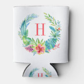 Colorful Tropical Flowers Wreath Blikjeskoeler (Voorkant)