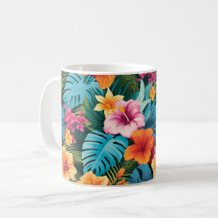Colorful Tropical Foliage Pattern Koffiemok