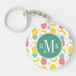 Colorful Tropical Fruit Pattern Sleutelhanger