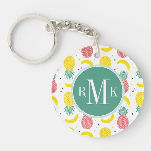 Colorful Tropical Fruit Pattern Sleutelhanger (Voorkant)