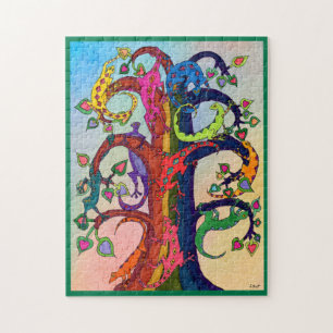 Colorful Tropical Gecko Lizard Waterverf Folk Art Legpuzzel