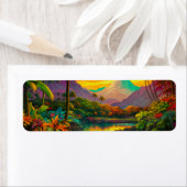 Colorful Tropical Island Paradise Etiket (Insitu)