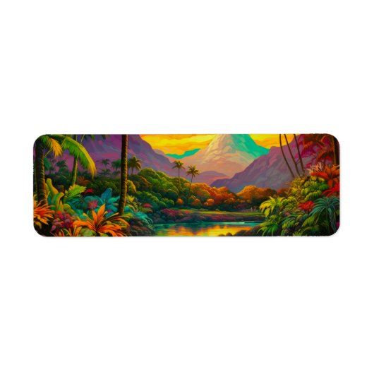 Colorful Tropical Island Paradise Etiket (Voorkant)