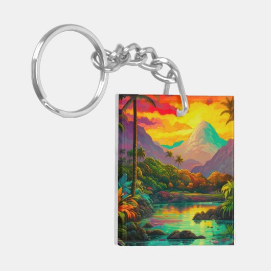 Colorful Tropical Island Paradise Sleutelhanger (Voorkant Links)