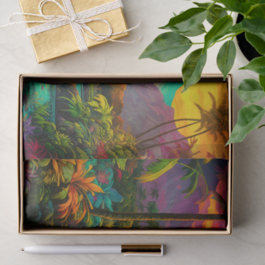 Colorful Tropical Island Paradise Tissuepapier (Geschenk)