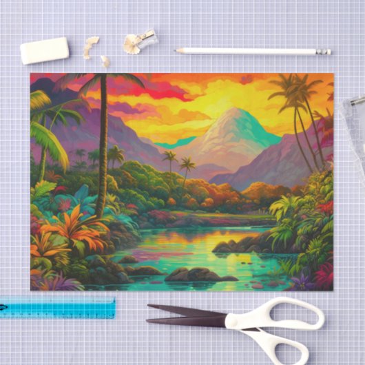 Colorful Tropical Island Paradise Tissuepapier (Craft)