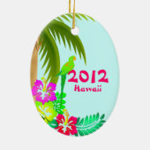Colorful Tropical Kerstversiering Keramisch Ornament (Achterkant)