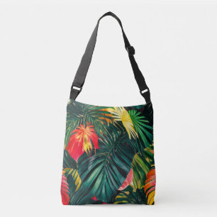 Colorful Tropical Leaves en Hibiscus Flowers   Crossbody Tas