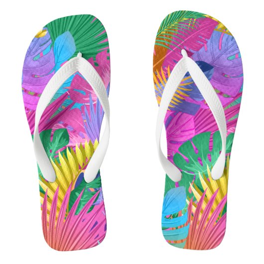Colorful Tropical Leaves ID575 Teenslippers (Voetbed)
