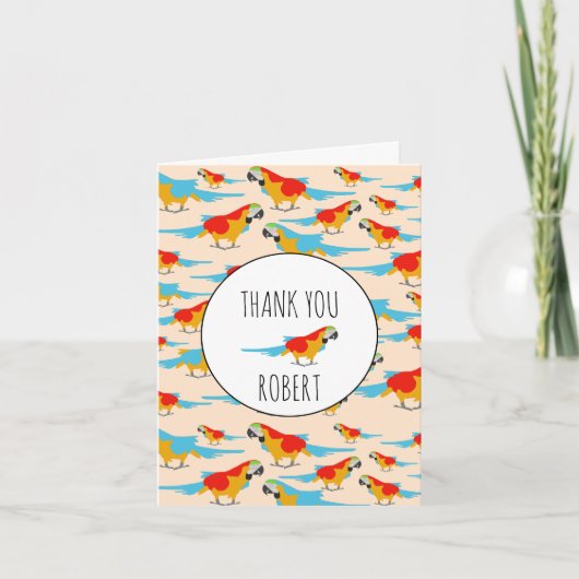 Colorful Tropical Macaw Pattern Dank u Bedankkaart (Voorkant)