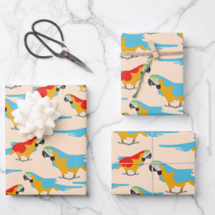 Colorful Tropical Macaw Pattern Inpakpapier Vel