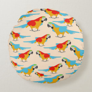 Colorful Tropical Macaw Pattern Rond Kussen
