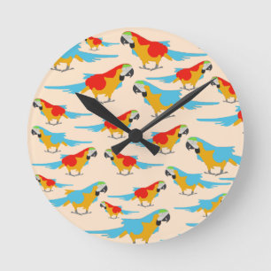Colorful Tropical Macaw Pattern Ronde Klok