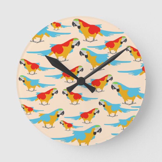 Colorful Tropical Macaw Pattern Ronde Klok (Voorkant)