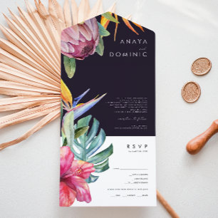 Colorful Tropical Paars Photo Seal and Send All In One Uitnodiging