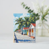 Colorful Tropical Vibrant Beach Huts  Briefkaart (Staand voorkant)