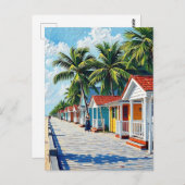 Colorful Tropical Vibrant Beach Huts  Briefkaart (Voorkant / Achterkant)