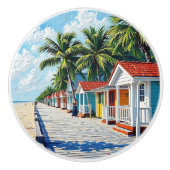 Colorful Tropical Vibrant Beach Huts Keramische Knop (Voorkant)